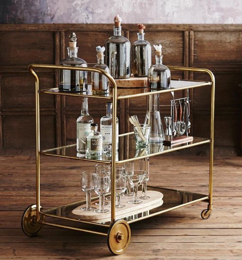 6 Best Bar Carts With Polished Brass For Your Mid-Century Home