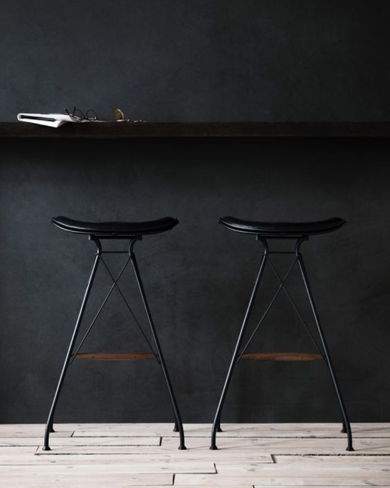 Stay Neutral With These Unique Black Leather Bar Stools!